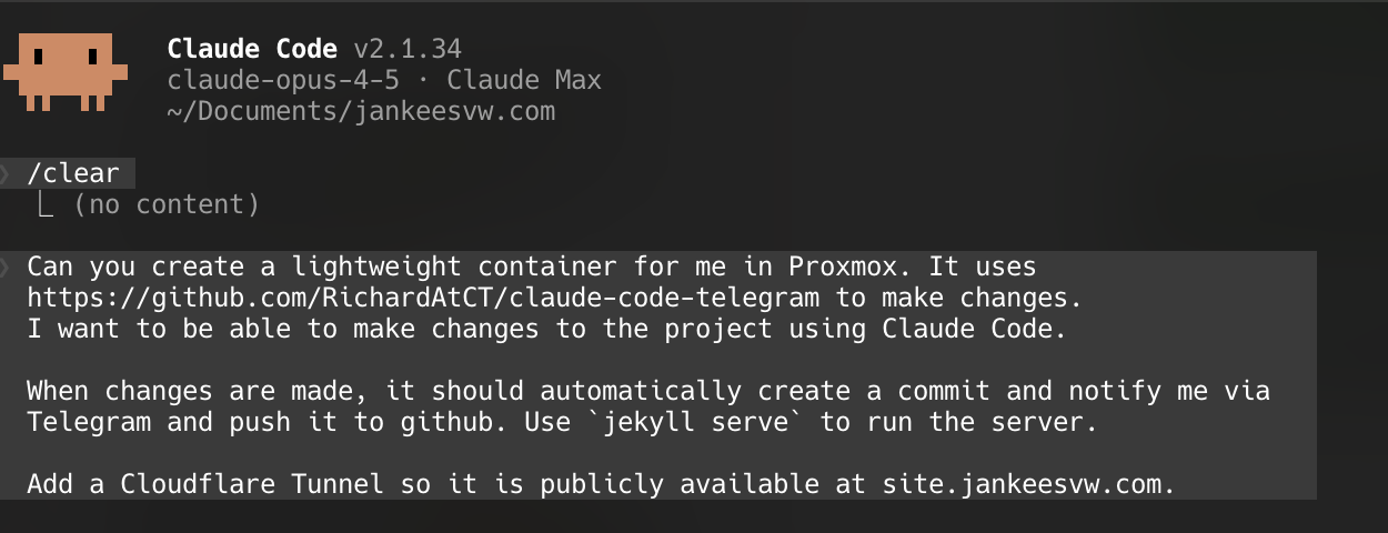 The prompt in Claude Code